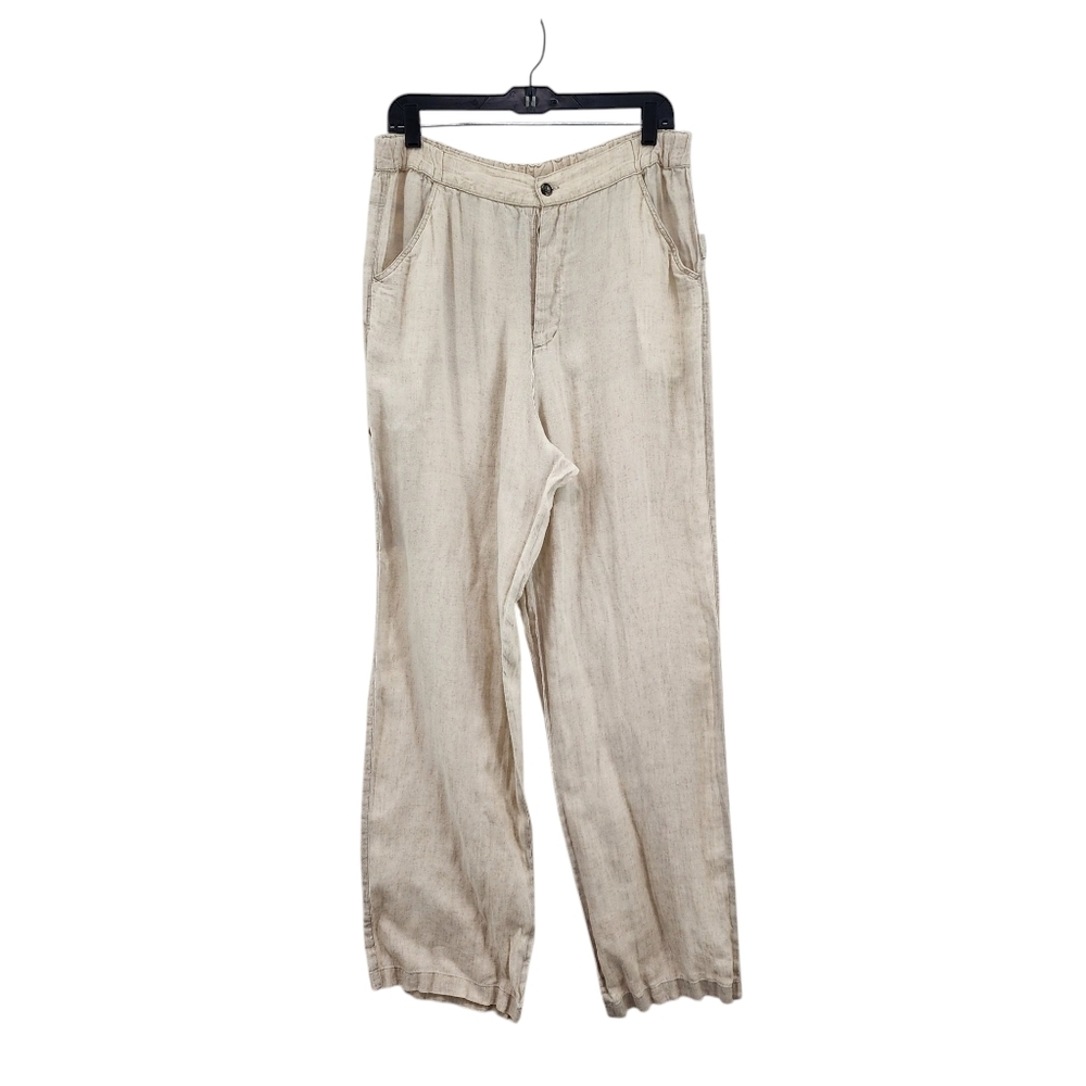CP Shades Women's 100% Linen Button Fly Straight Leg Pants - L